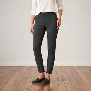J. Jill Ponte Slim Leg Pants Women’s Small Charcoal Gray Pull On Ankle Slit‎